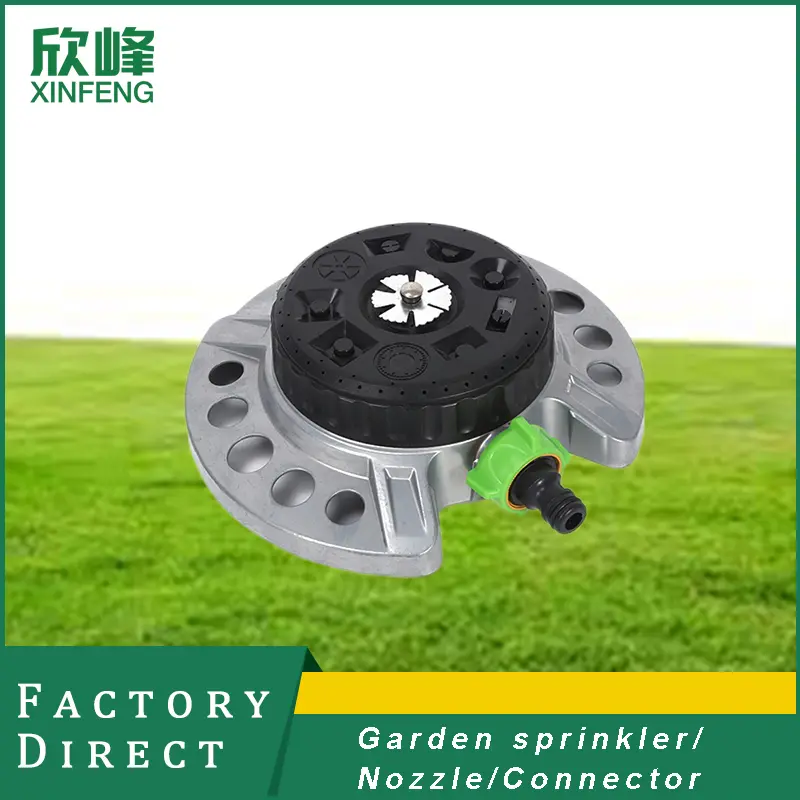 Duty Metal Base Lawn Sprinklers 9-Pattern Turret Sprinkler for Kids Garden Large Small Lawn