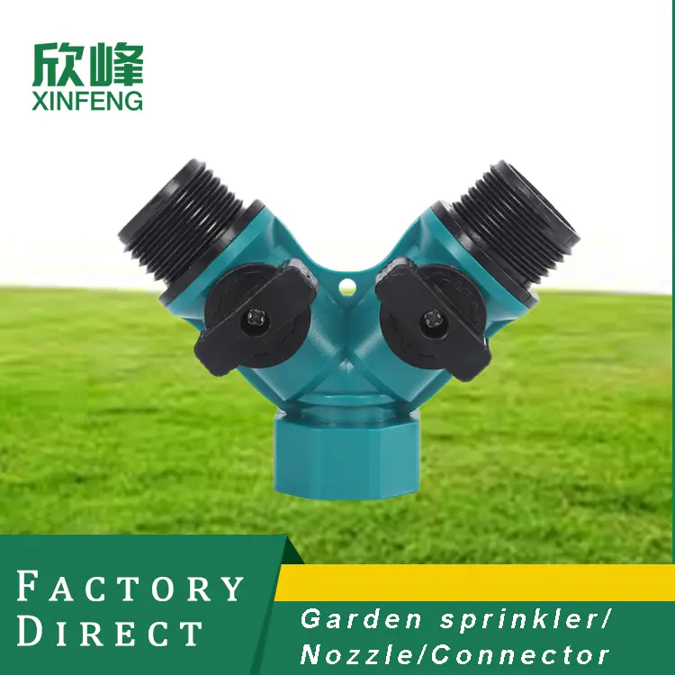 Garden Triple Head Distributor Valve Hose Pipe Male Connector One to Two Way Tap Water Splitter