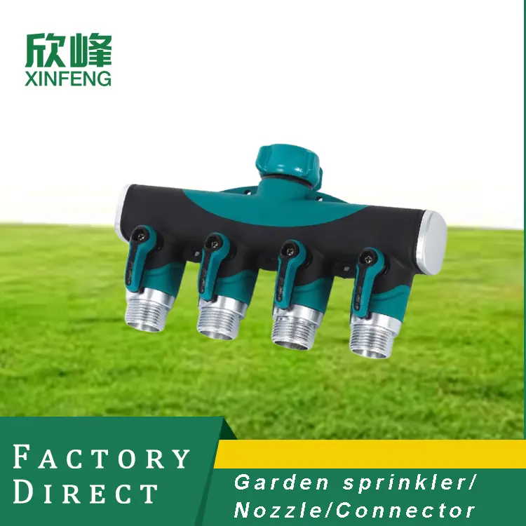 Heavy duty 3/4 Inch Metal Zinc Alloy Garden Hose Pipe Splitter 4 Way Tap Connectors